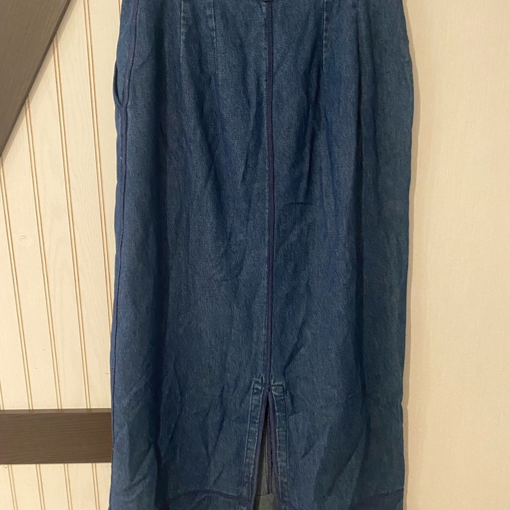 Harve Benard Vintage Long Blue Jean Straight With Pockets Modest Skirt Size 12 - Picture 4 of 8
